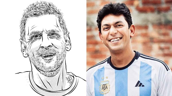 মেসির ছবি এঁকে প্রশংসায় ভাসছেন চঞ্চল চৌধুরী