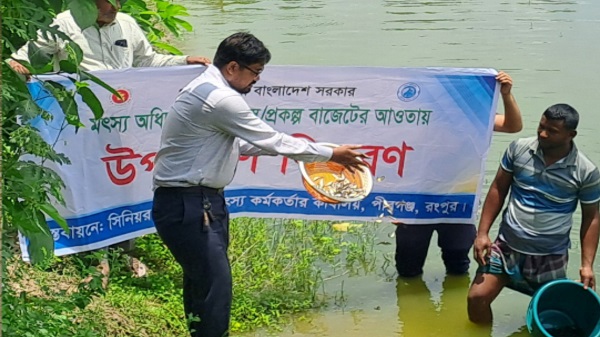 পীরগঞ্জে আধুনিক প্রযুক্তিনির্ভর মাছ চাষে প্রদর্শনী প্রকল্পের উদ্বোধন