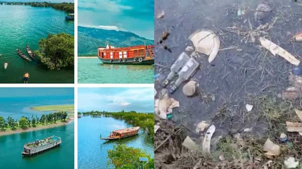 পর্যটকদের ফেলে যাওয়া প্লাস্টিক-মদের বোতলে দূষিত টাঙ্গুয়ার হাওর