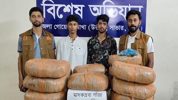 আশুলিয়ায় ডিবির অভিযানে প্রাইভেট কারসহ ৪২ কেজি গাঁজা উদ্ধার, গ্রেপ্তার ২